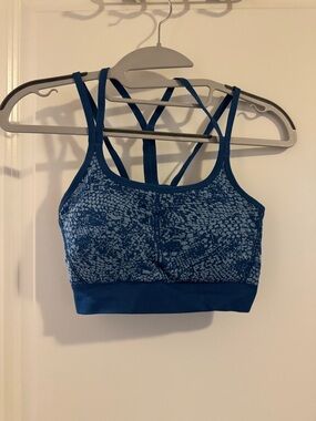 C9 by Champion Blue Printed Strappy Sports Bra with Crisscross Back